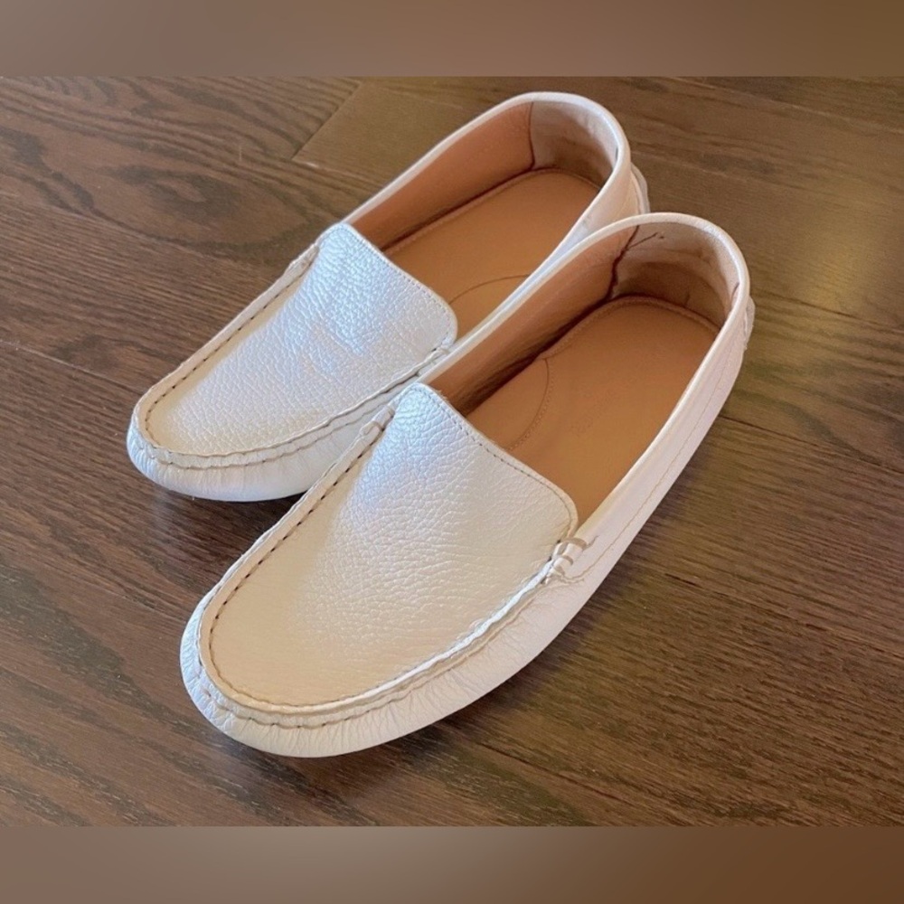 Barbara Barbieri White Leather Loafers, Size 7.5